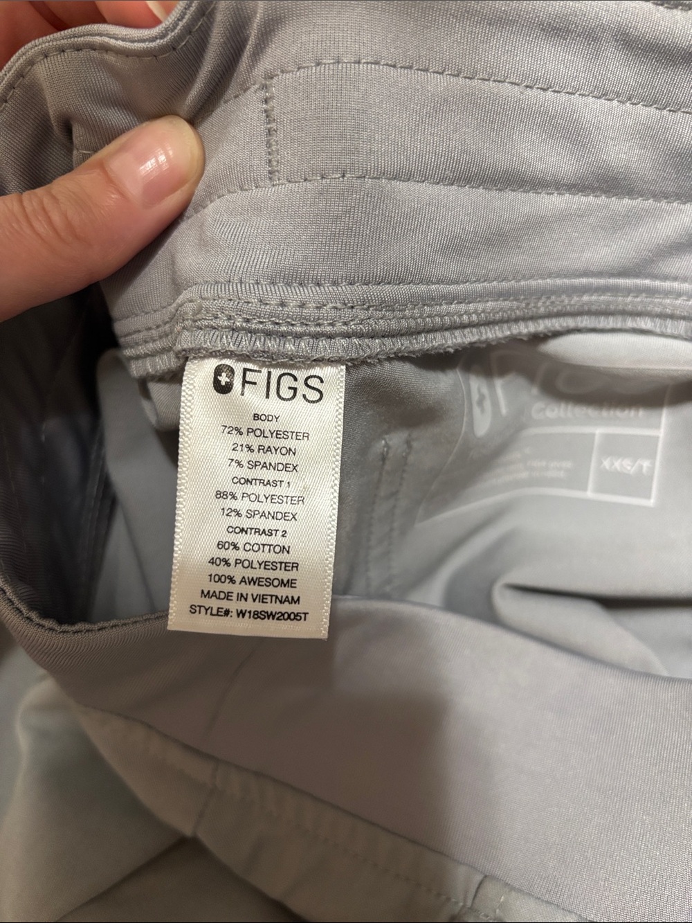 Figs Light Gray Women's Jogger Pants with Burgundy Drawstring XXS/T - Picture 6 of 7